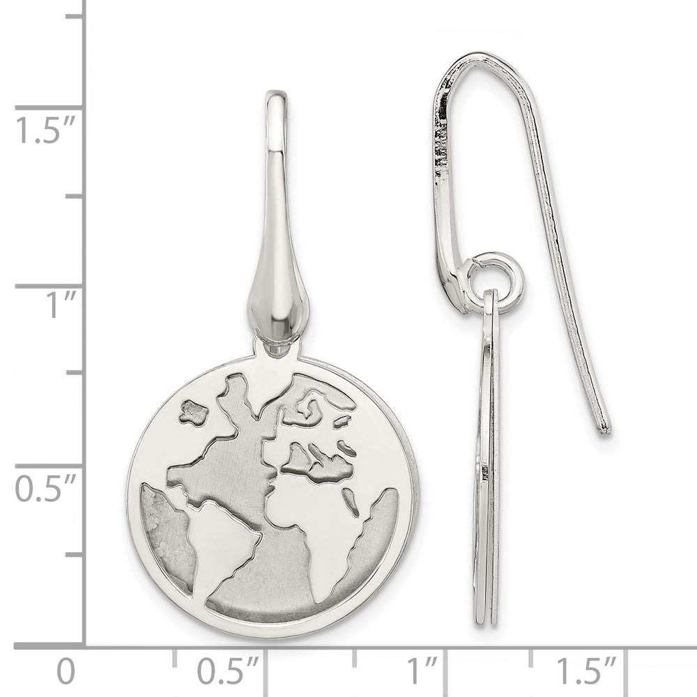 Sterlingsilber Poliert und Satiniert World Ohrhänger