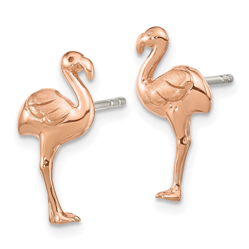 Ss/roségoldbeschichtet Sterlingsilber Rose Vergoldet Flamingo Ohrstecker