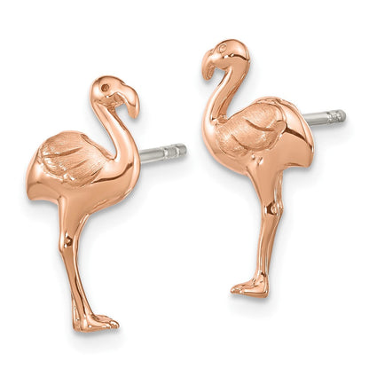 Ss/roségoldbeschichtet Sterlingsilber Rose Vergoldet Flamingo Ohrstecker