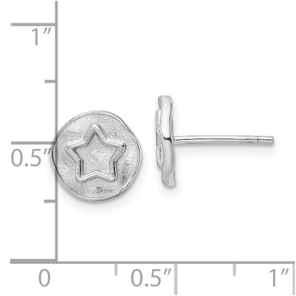 Sterlingsilber Rhodiniert Stern in Satiniert Kreis Ohrstecker