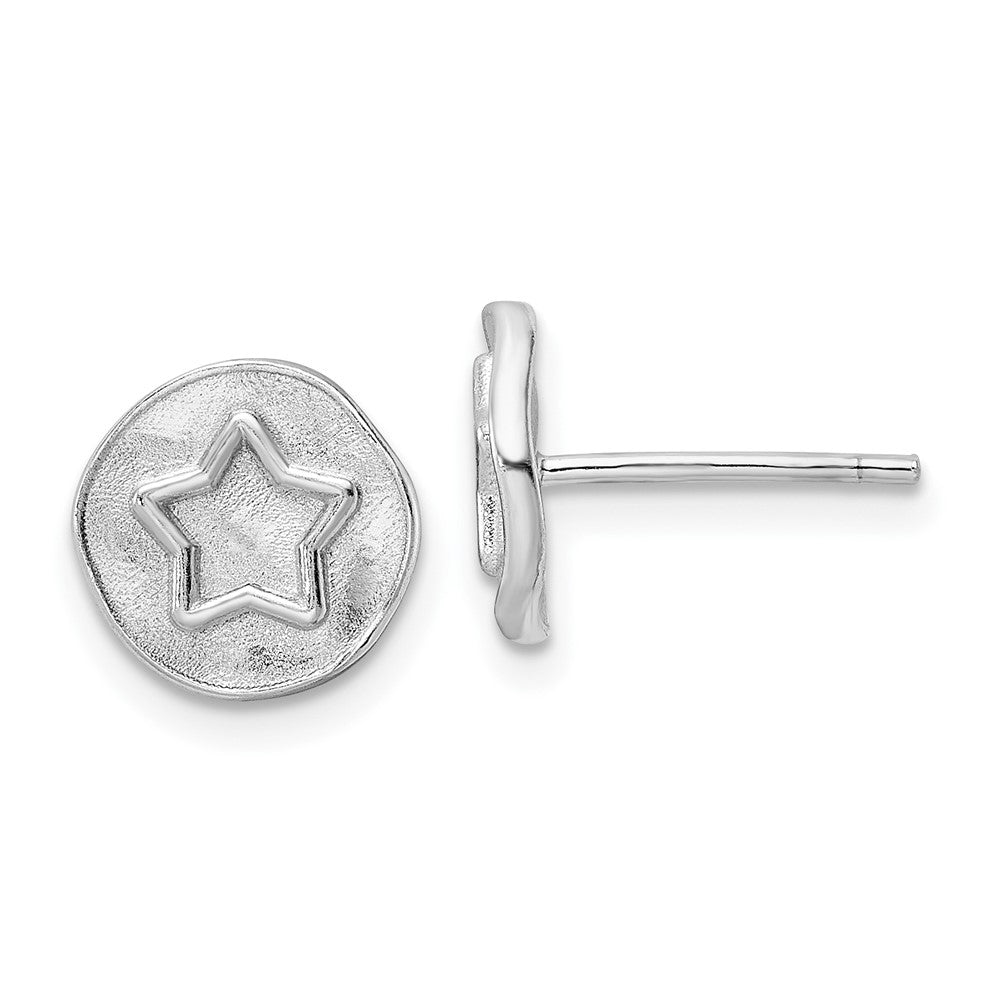Sterlingsilber Rhodiniert Stern in Satiniert Kreis Ohrstecker