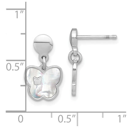 Sterlingsilber Rhodiniert Perlmutt Schmetterling Ohrhänger