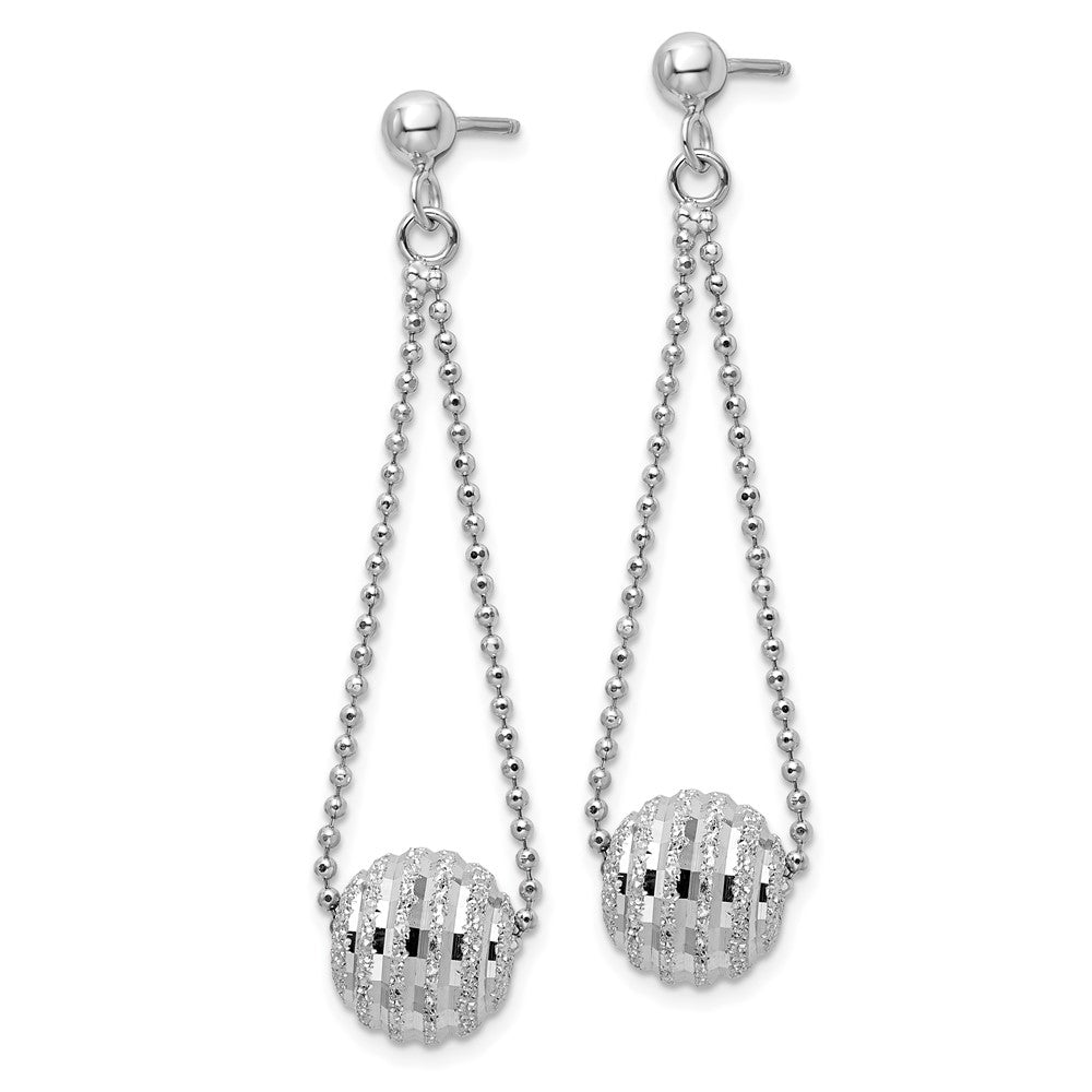 Sterlingsilber Rhodiniert Lasered Perle Kette Hängend Ohrstecker