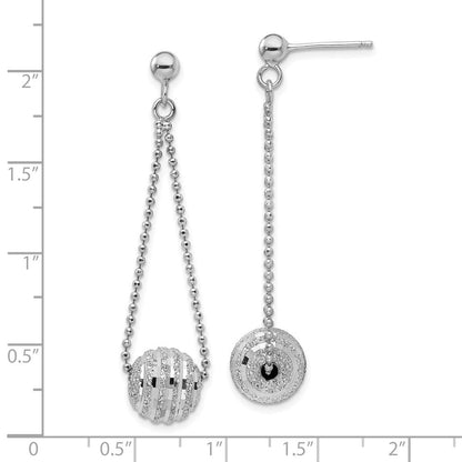 Sterlingsilber Rhodiniert Lasered Perle Kette Hängend Ohrstecker