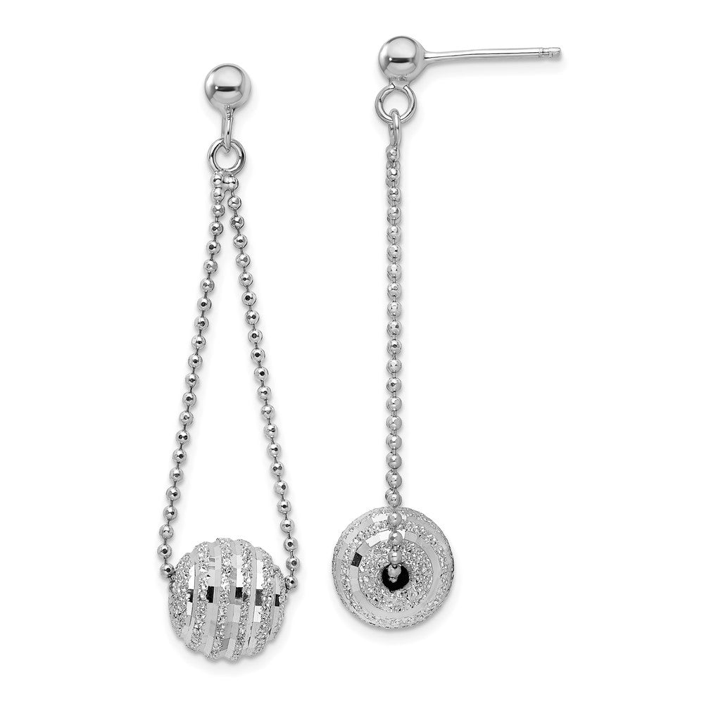 Sterlingsilber Rhodiniert Lasered Perle Kette Hängend Ohrstecker