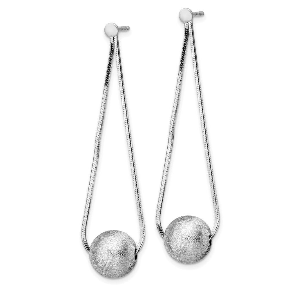 Sterlingsilber Rhodiniert Diamantiert Gekugelt Kette Tropfen Ohrstecker