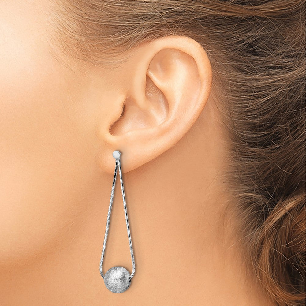 Sterlingsilber Rhodiniert Diamantiert Gekugelt Kette Tropfen Ohrstecker