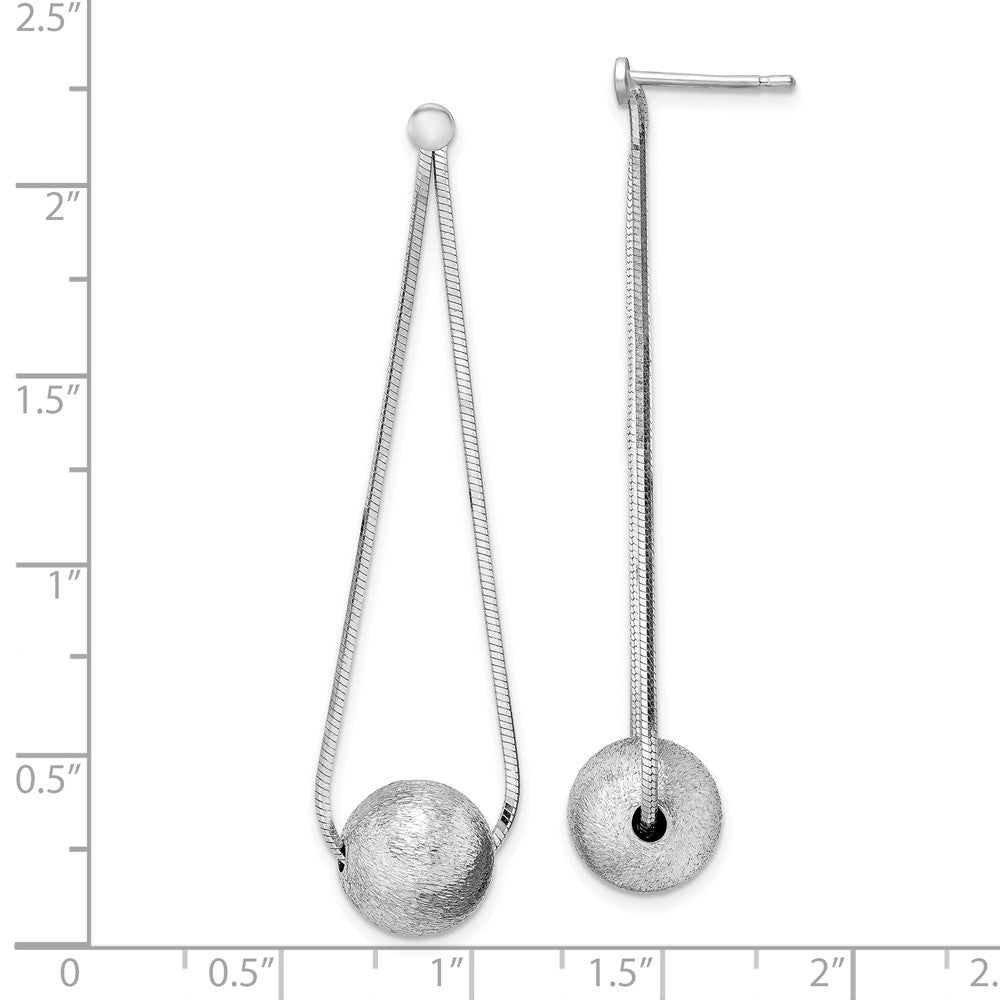 Sterlingsilber Rhodiniert Diamantiert Gekugelt Kette Tropfen Ohrstecker
