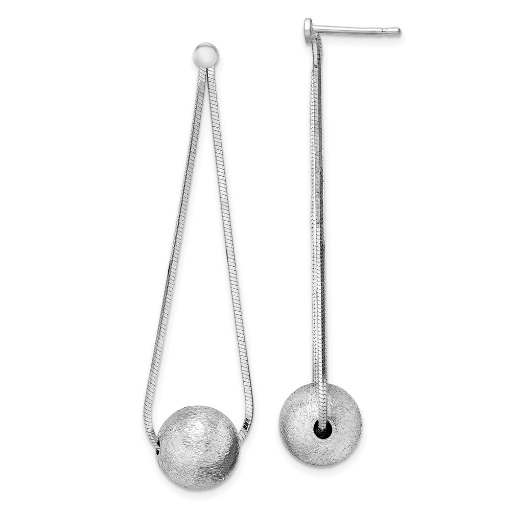 Sterlingsilber Rhodiniert Diamantiert Gekugelt Kette Tropfen Ohrstecker