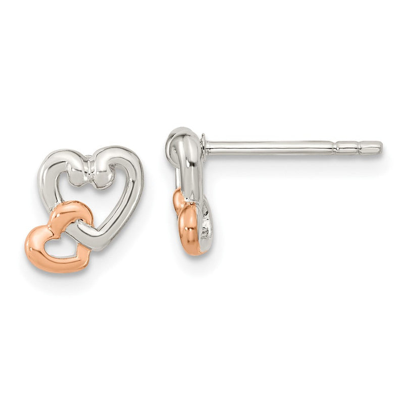Ss/roségoldbeschichtet Sterlingsilber Rhodium/rose Vergoldet Poliert Doppelt Herz Ohrstecker