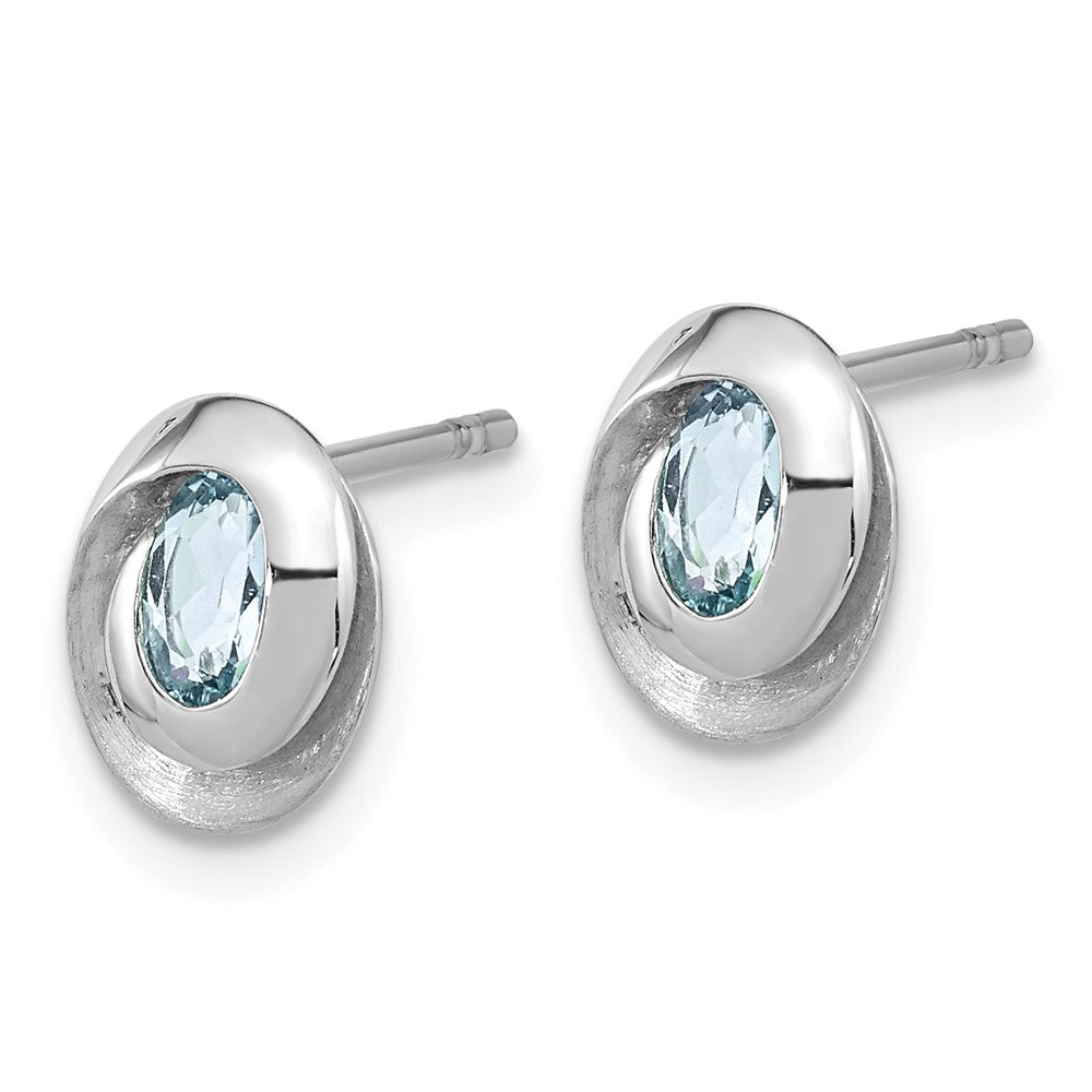 Sterlingsilber Rhodiniert Himmel Blautopas Oval Ohrstecker