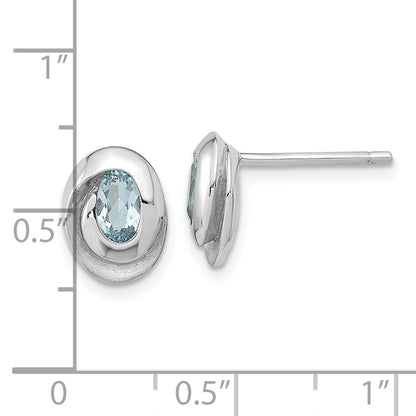 Sterlingsilber Rhodiniert Himmel Blautopas Oval Ohrstecker