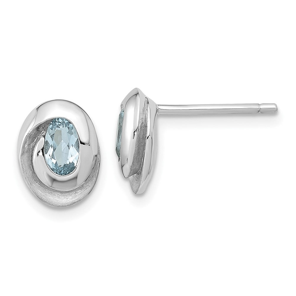 Sterlingsilber Rhodiniert Himmel Blautopas Oval Ohrstecker