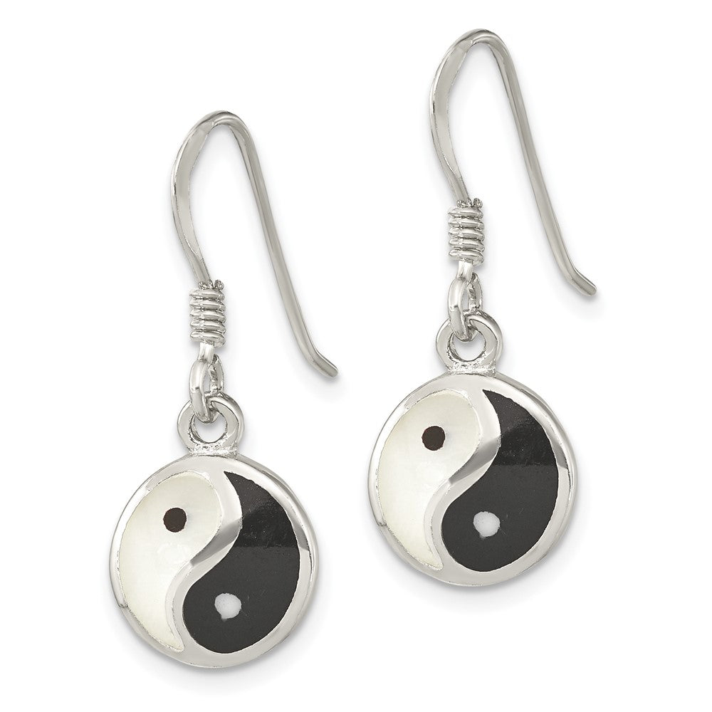 Sterlingsilber Rhodiniert Perlmutt/black Resin Yin Yang Ohrhänger