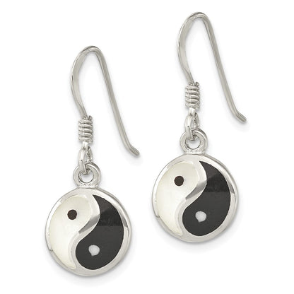 Sterlingsilber Rhodiniert Perlmutt/black Resin Yin Yang Ohrhänger