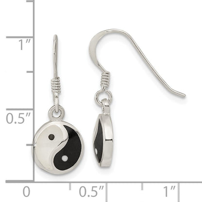 Sterlingsilber Rhodiniert Perlmutt/black Resin Yin Yang Ohrhänger