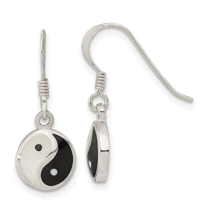 Sterlingsilber Rhodiniert Perlmutt/black Resin Yin Yang Ohrhänger