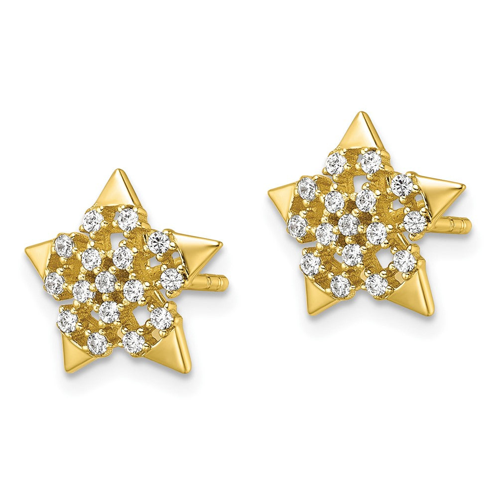 Sterlingsilber Zirkonia Goldfarben Stern Ohrstecker