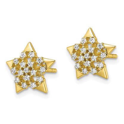 Sterlingsilber Zirkonia Goldfarben Stern Ohrstecker