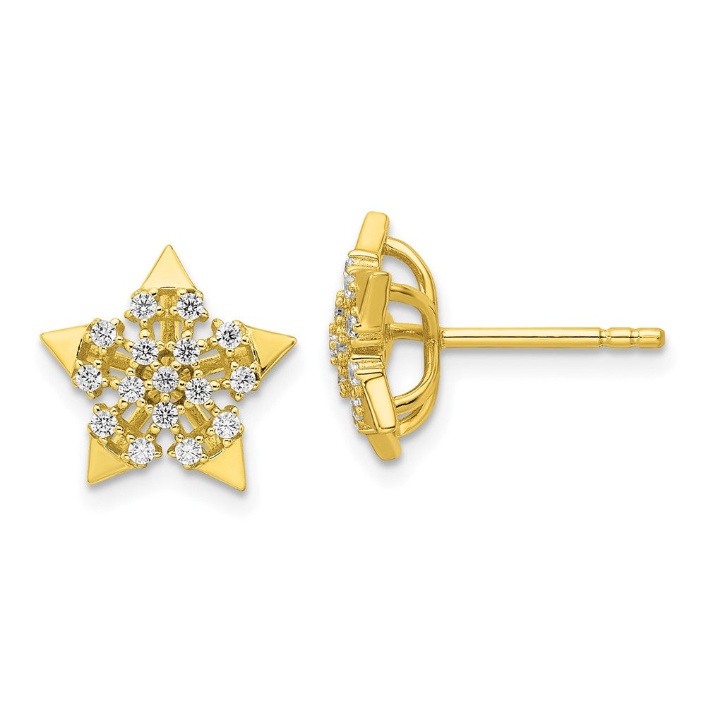 Sterlingsilber Zirkonia Goldfarben Stern Ohrstecker