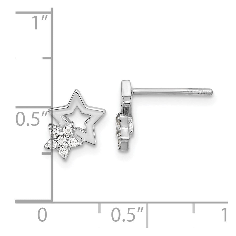 Sterlingsilber Rhodiniert Zirkonia Stern Ohrstecker