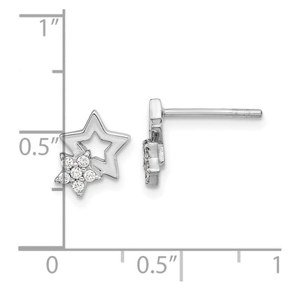 Sterlingsilber Rhodiniert Zirkonia Stern Ohrstecker