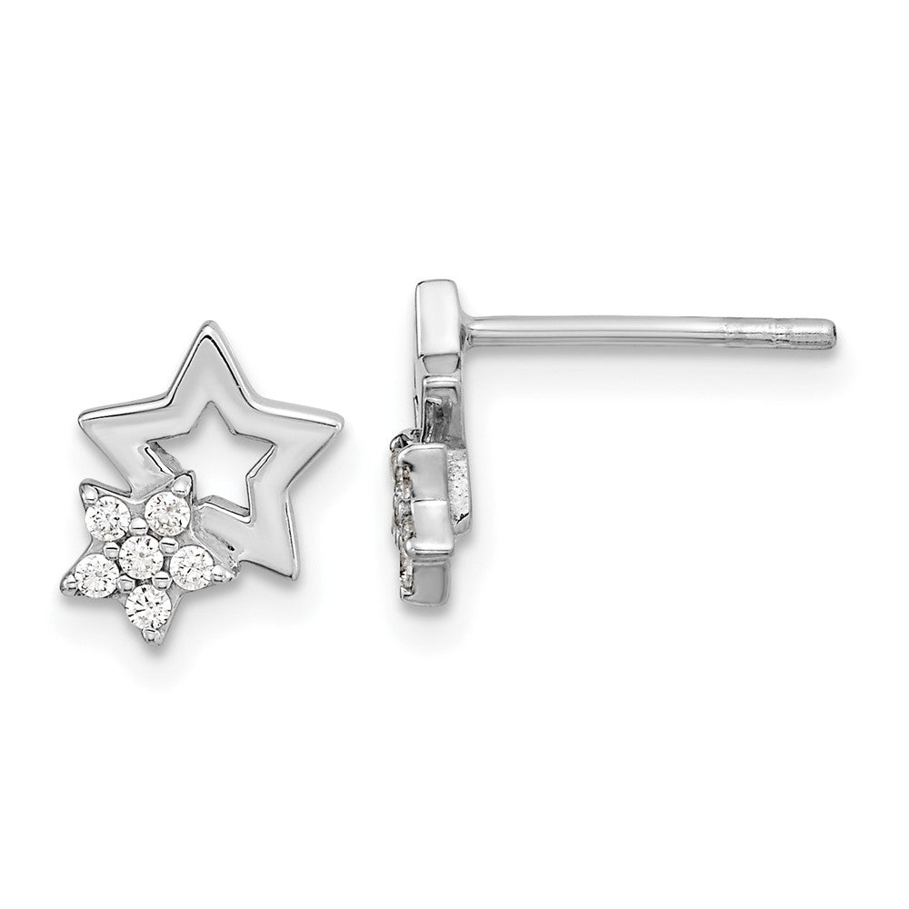 Sterlingsilber Rhodiniert Zirkonia Stern Ohrstecker