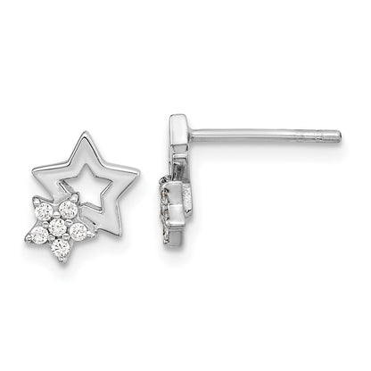 Sterlingsilber Rhodiniert Zirkonia Stern Ohrstecker