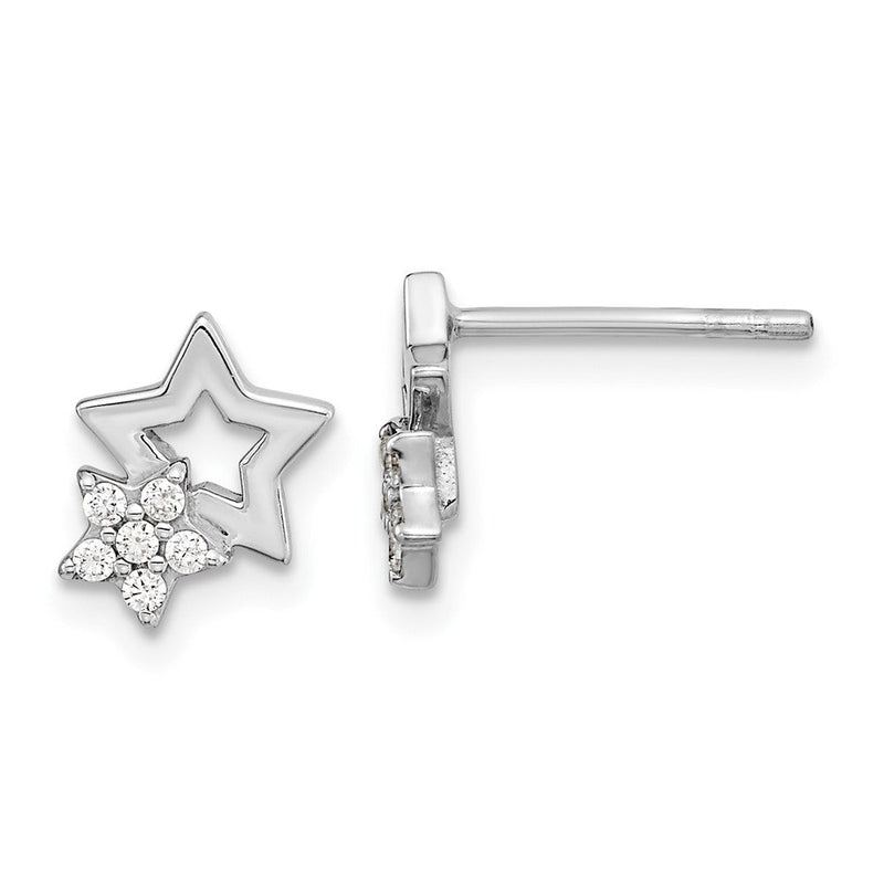 Sterlingsilber Rhodiniert Zirkonia Stern Ohrstecker