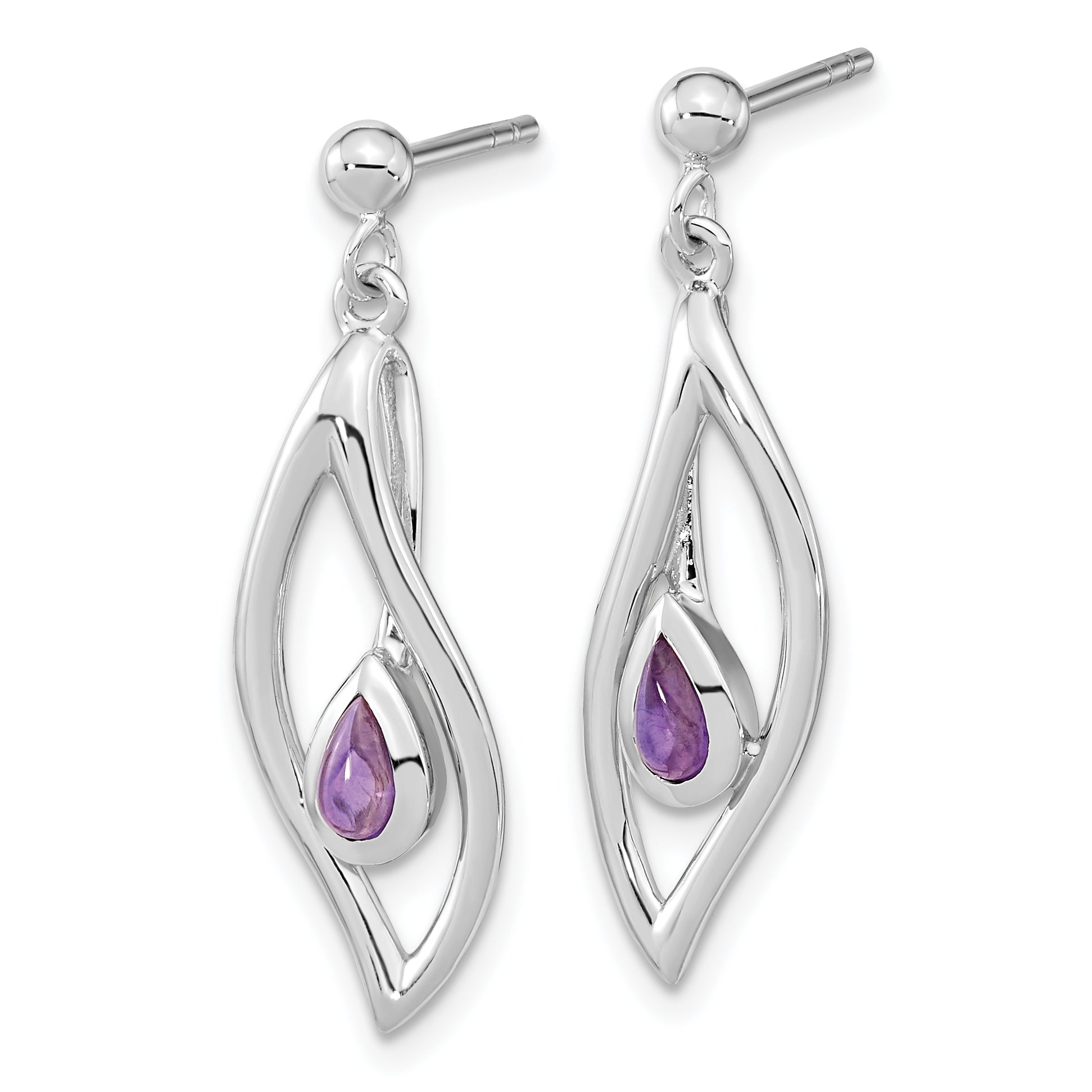 Sterlingsilber Rhodiniert Amethyst Hängend Ohrstecker