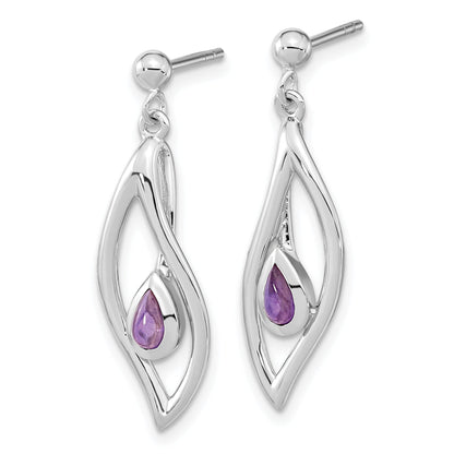 Sterlingsilber Rhodiniert Amethyst Hängend Ohrstecker