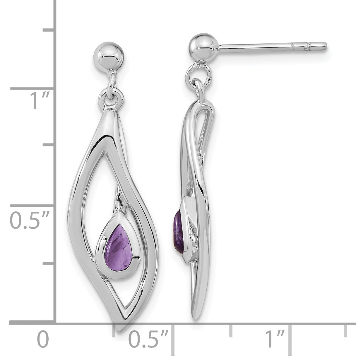 Sterlingsilber Rhodiniert Amethyst Hängend Ohrstecker