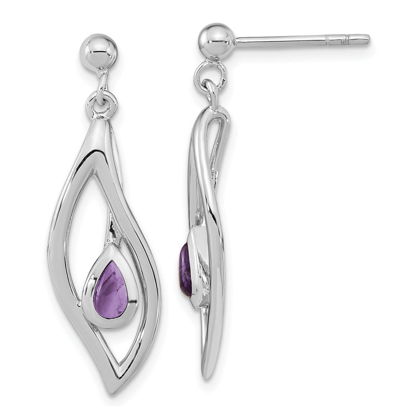 Sterlingsilber Rhodiniert Amethyst Hängend Ohrstecker