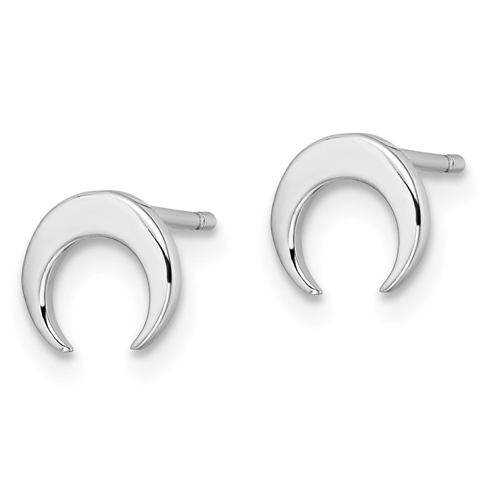 Sterlingsilber Rhodiniert Poliert Mond Ohrstecker