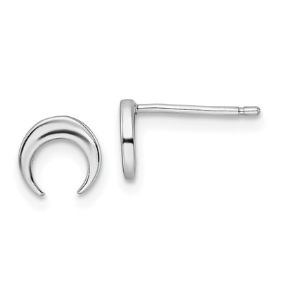 Sterlingsilber Rhodiniert Poliert Mond Ohrstecker