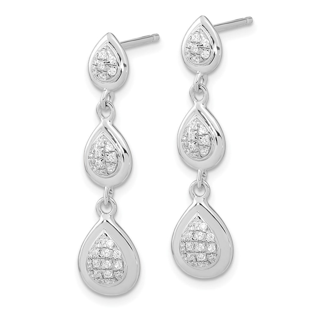 Sterlingsilber Rhodiniert Zirkonia Tropfen Stecker Ohrhänger