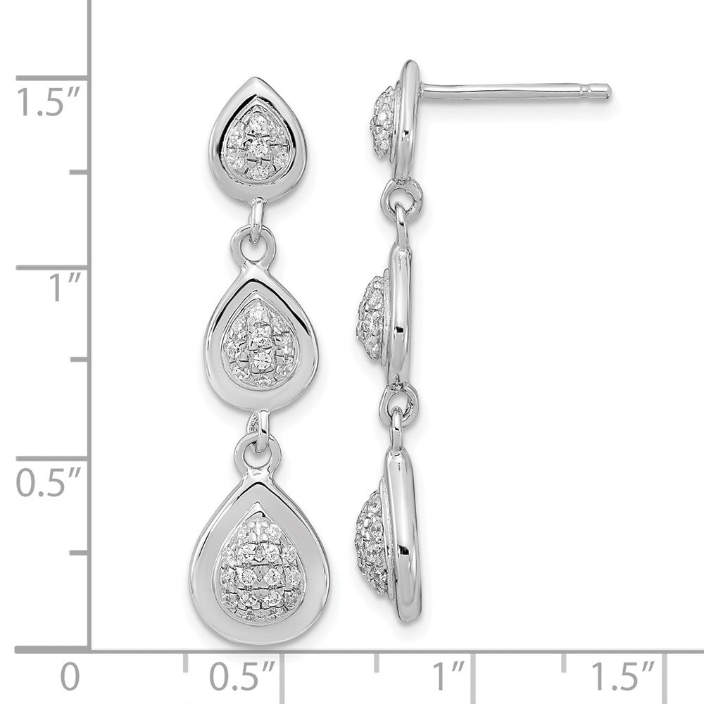 Sterlingsilber Rhodiniert Zirkonia Tropfen Stecker Ohrhänger