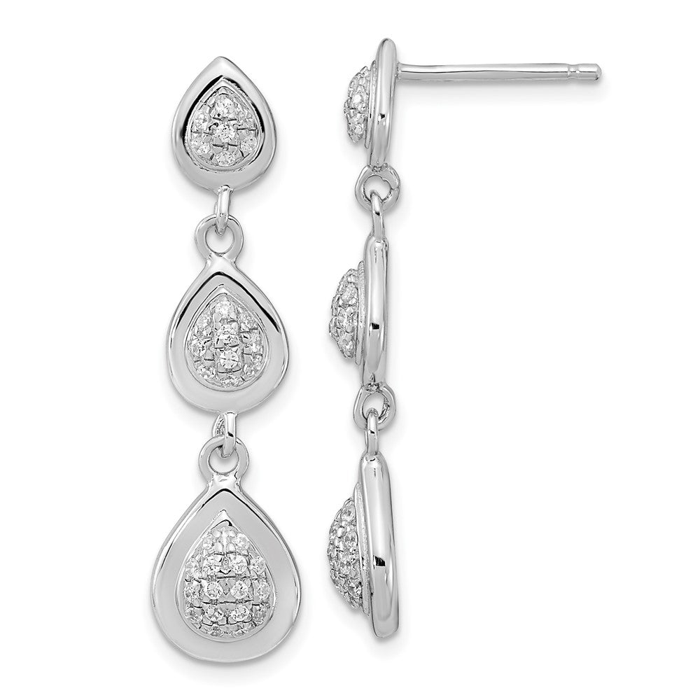 Sterlingsilber Rhodiniert Zirkonia Tropfen Stecker Ohrhänger