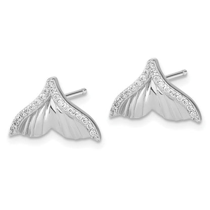 Sterlingsilber Rhodiniert Zirkonia Strukturiert Schwanz Ohrstecker