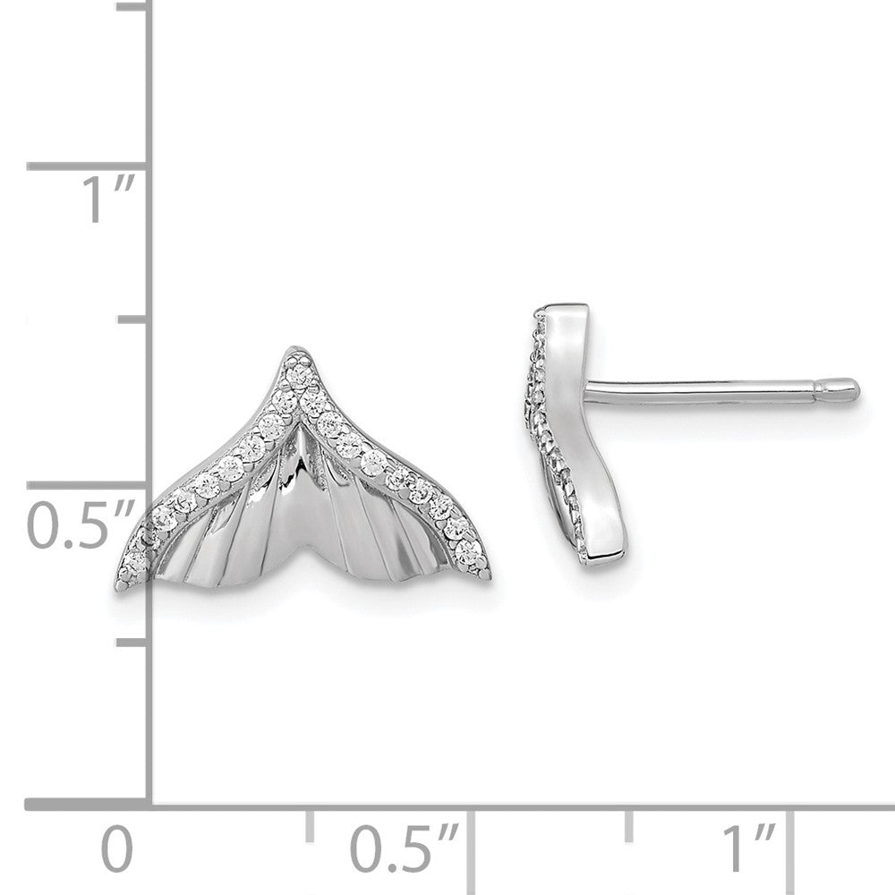 Sterlingsilber Rhodiniert Zirkonia Strukturiert Schwanz Ohrstecker