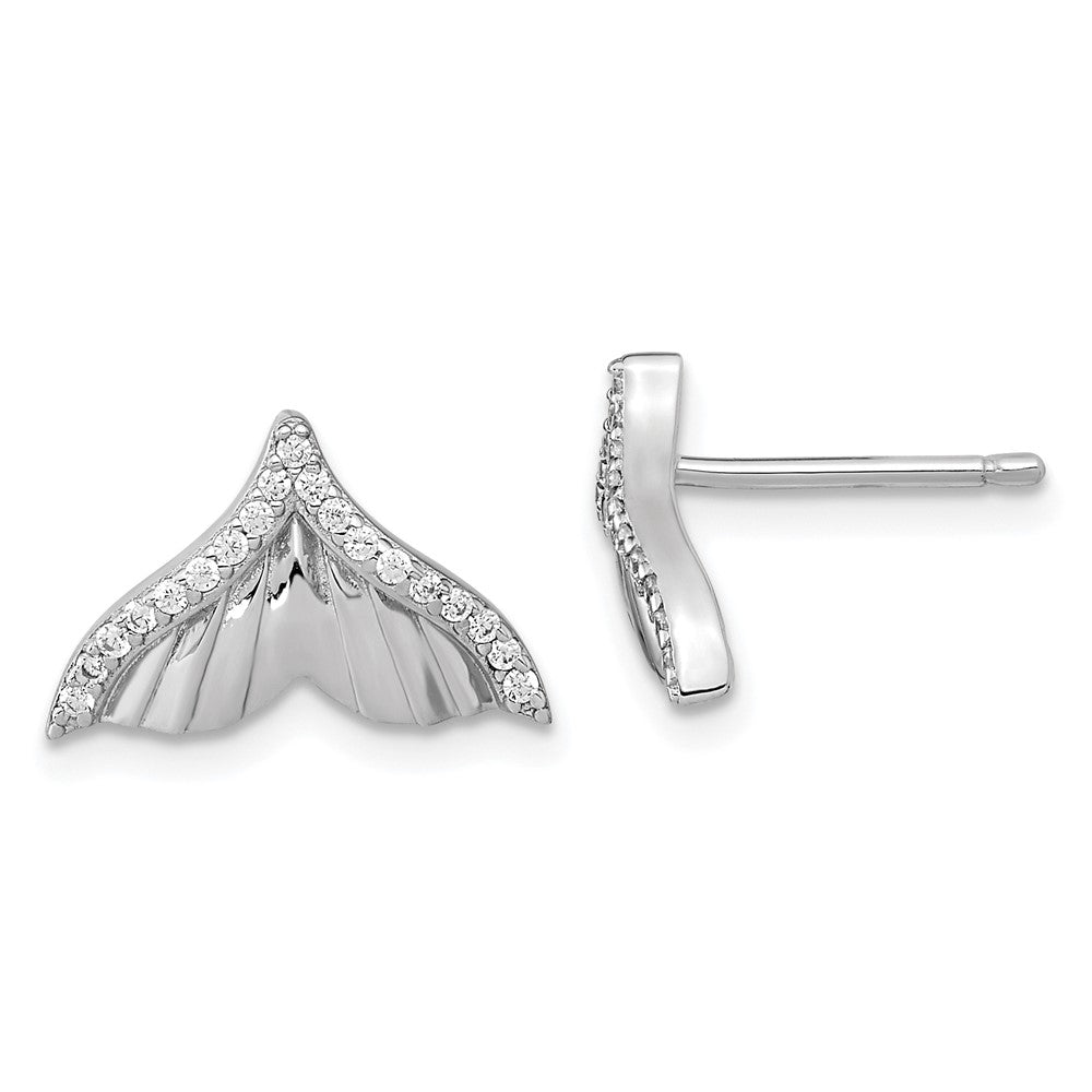 Sterlingsilber Rhodiniert Zirkonia Strukturiert Schwanz Ohrstecker