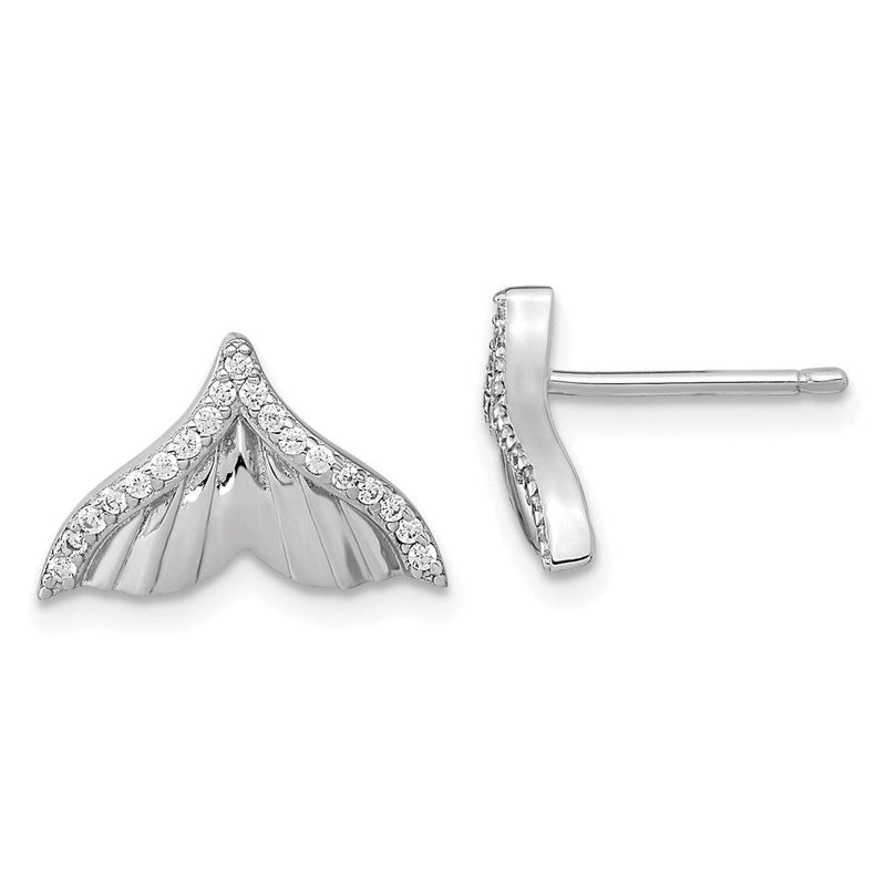 Sterlingsilber Rhodiniert Zirkonia Strukturiert Schwanz Ohrstecker