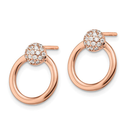 Ss/roségoldbeschichtet Sterlingsilber & Rose Vergoldet Zirkonia Kreis Ohrstecker