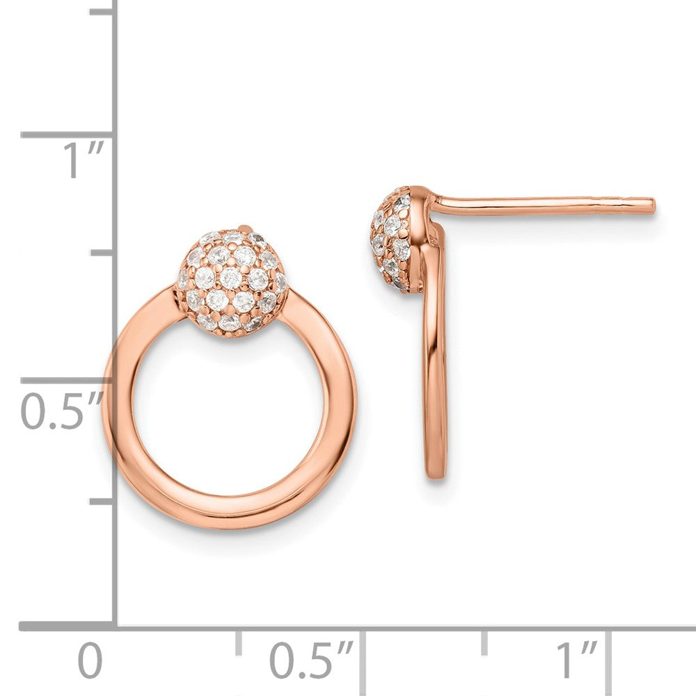 Ss/roségoldbeschichtet Sterlingsilber & Rose Vergoldet Zirkonia Kreis Ohrstecker