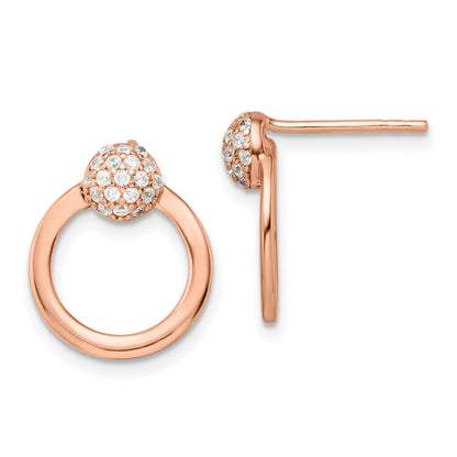 Ss/roségoldbeschichtet Sterlingsilber & Rose Vergoldet Zirkonia Kreis Ohrstecker