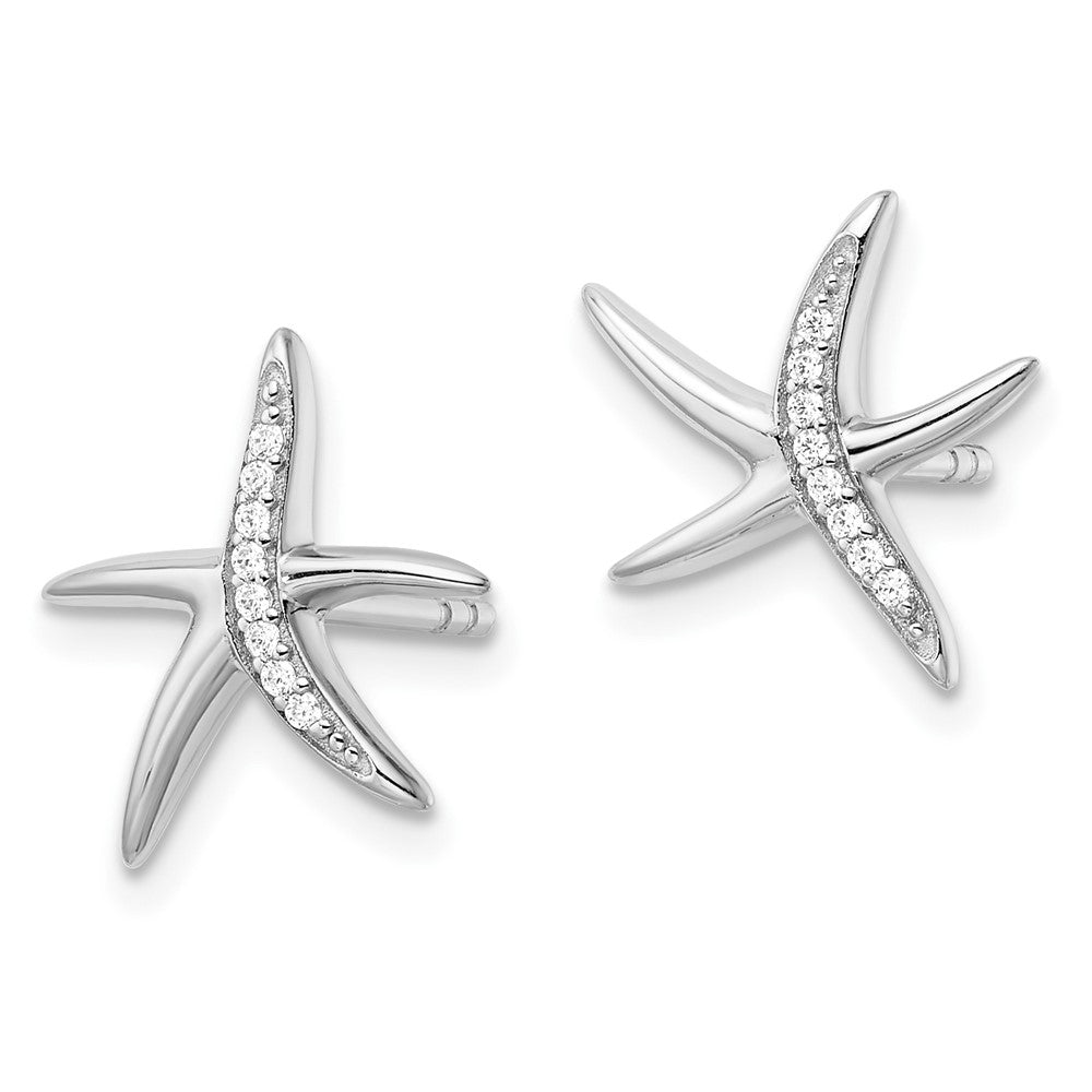 Sterlingsilber Rhodiniert Zirkonia Seestern Ohrstecker