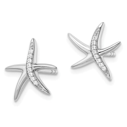Sterlingsilber Rhodiniert Zirkonia Seestern Ohrstecker