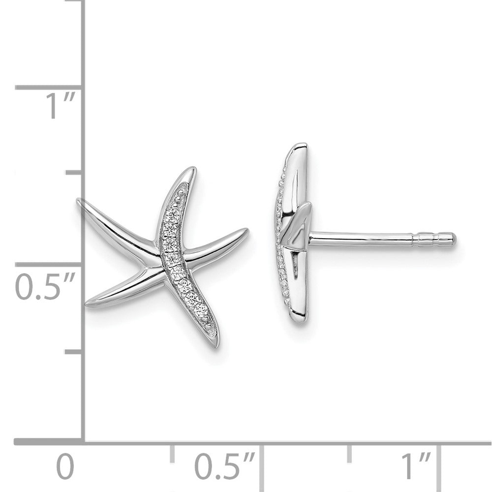 Sterlingsilber Rhodiniert Zirkonia Seestern Ohrstecker