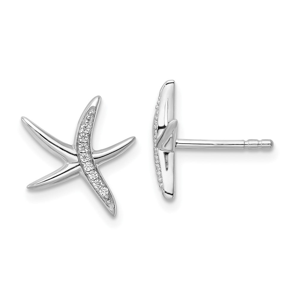 Sterlingsilber Rhodiniert Zirkonia Seestern Ohrstecker
