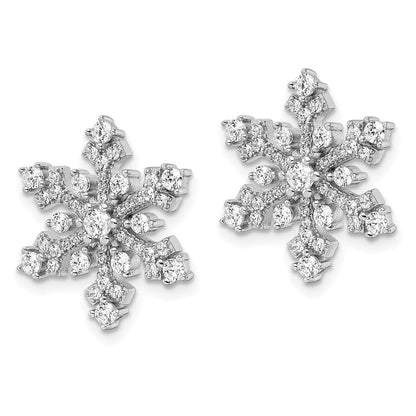 Sterlingsilber Rhodiniert Zirkonia Schneeflocke Ohrstecker